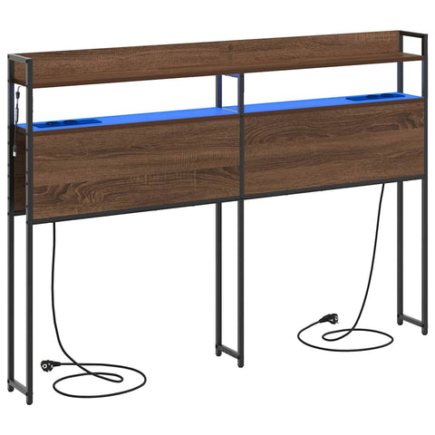 vidaXL Storage Headboard with Shelf Brown oak 140 cm Engineered wood
