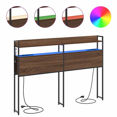 vidaXL Storage Headboard with Shelf Brown oak 140 cm Engineered wood