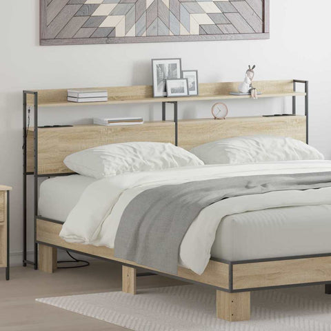 vidaXL Headboard with Shelf Sonoma oak 180 cm Engineered wood