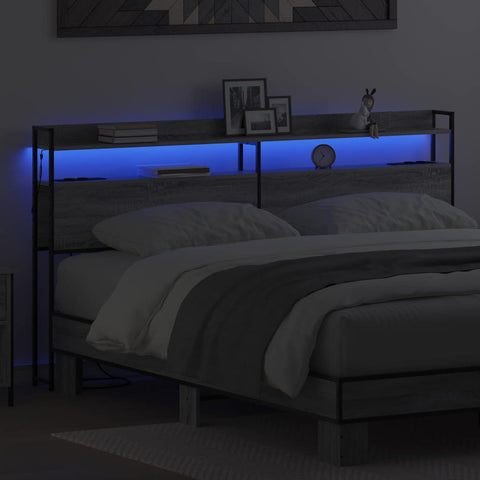 vidaXL Headboard with Shelf Grey sonoma 180 cm Engineered wood