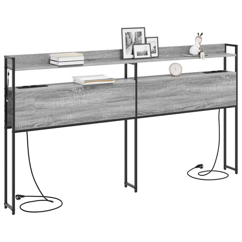 vidaXL Headboard with Shelf Grey sonoma 180 cm Engineered wood