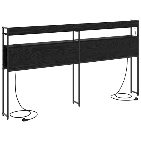 vidaXL Headboard with Shelf Black oak 200 cm Engineered wood