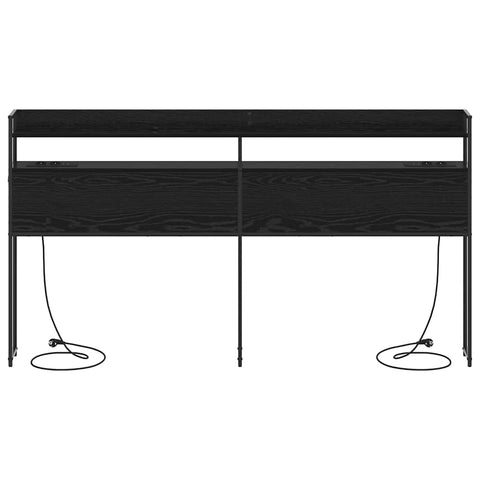 vidaXL Headboard with Shelf Black oak 200 cm Engineered wood