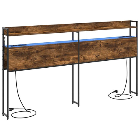 vidaXL Headboard with Shelf Smoked oak 200 cm Engineered wood