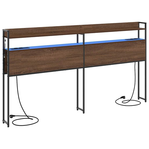 vidaXL Headboard with Shelf Brown oak 200 cm Engineered wood