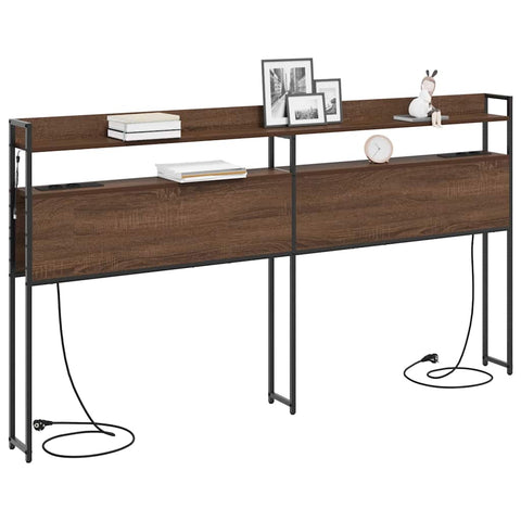 vidaXL Headboard with Shelf Brown oak 200 cm Engineered wood