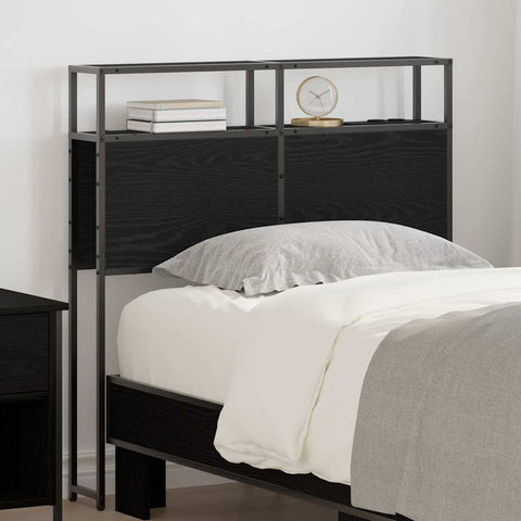 vidaXL Storage Headboard with Shelf Black oak 75 cm Engineered wood