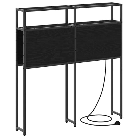 vidaXL Storage Headboard with Shelf Black oak 75 cm Engineered wood