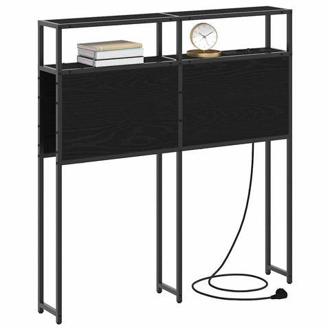 vidaXL Storage Headboard with Shelf Black oak 75 cm Engineered wood
