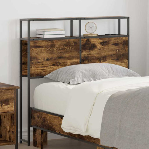 vidaXL Storage Headboard with Shelf Smoked oak 90 cm Engineered wood
