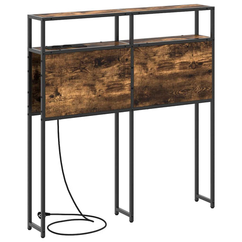 vidaXL Storage Headboard with Shelf Smoked oak 90 cm Engineered wood
