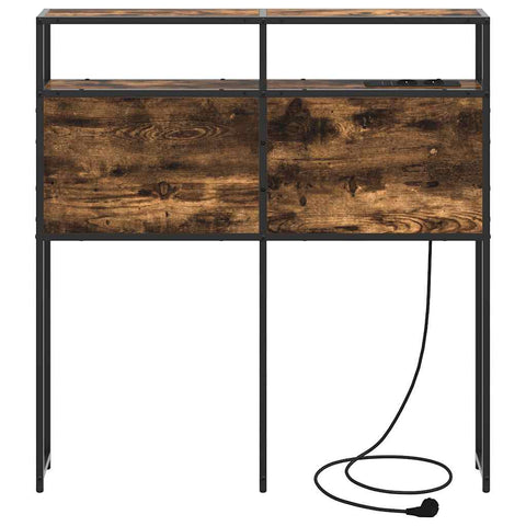 vidaXL Storage Headboard with Shelf Smoked oak 90 cm Engineered wood