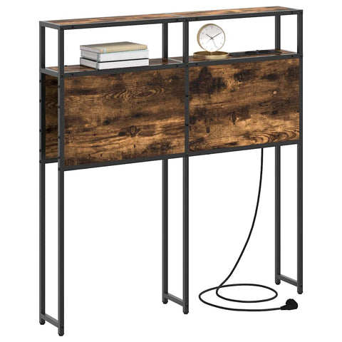 vidaXL Storage Headboard with Shelf Smoked oak 90 cm Engineered wood