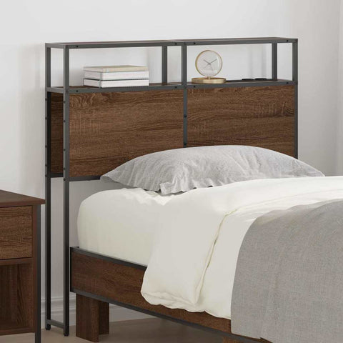 vidaXL Storage Headboard with Shelf Brown oak 90 cm Engineered wood