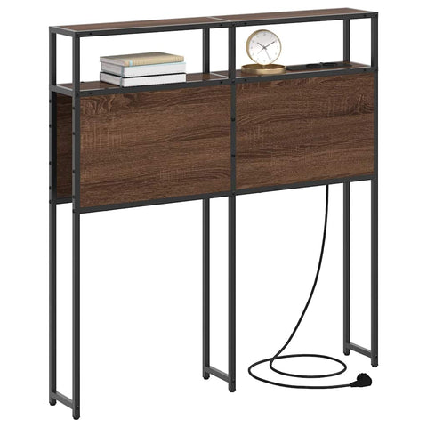 vidaXL Storage Headboard with Shelf Brown oak 90 cm Engineered wood