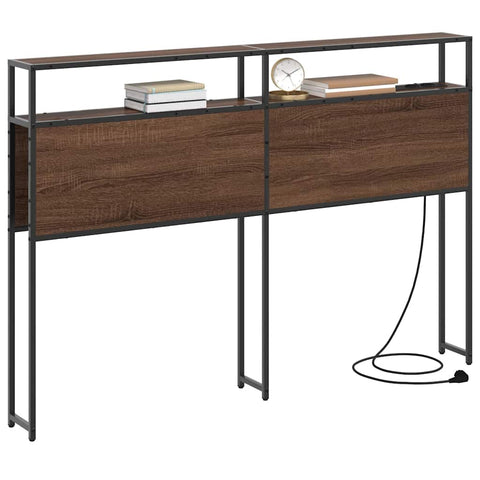 vidaXL Storage Headboard with Shelf Brown oak 135 cm Engineered wood