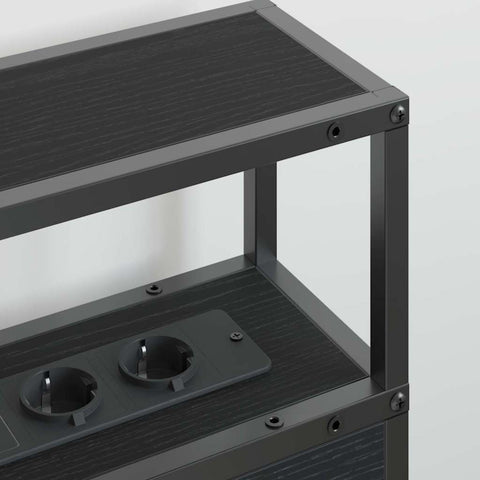 vidaXL Storage Headboard with Shelf Black oak 140 cm Engineered wood