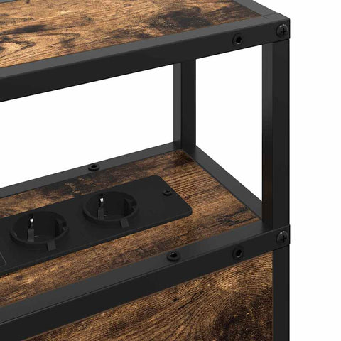 vidaXL Storage Headboard with Shelf Smoked oak 140 cm Engineered wood