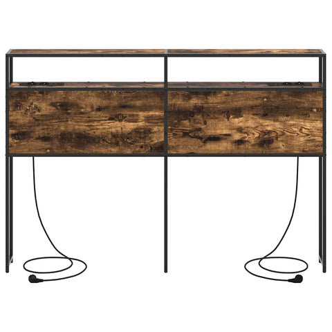 vidaXL Storage Headboard with Shelf Smoked oak 140 cm Engineered wood