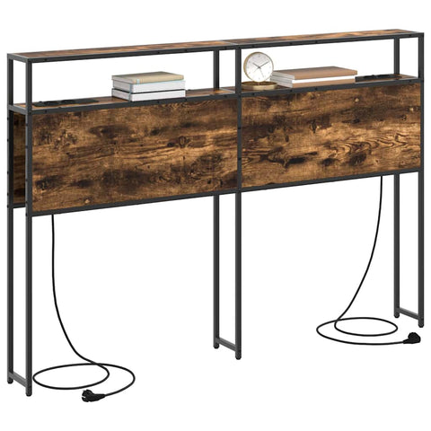 vidaXL Storage Headboard with Shelf Smoked oak 140 cm Engineered wood