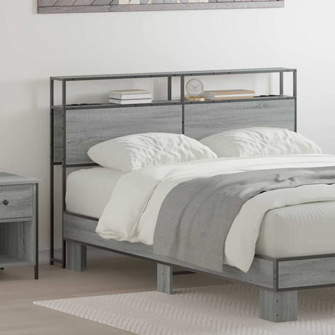 vidaXL Storage Headboard with Shelf Grey sonoma 140 cm Engineered wood