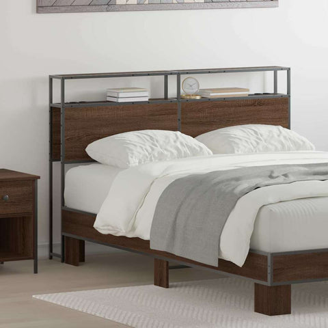 vidaXL Storage Headboard with Shelf Brown oak 140 cm Engineered wood