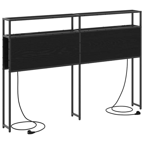 vidaXL Storage Headboard with Shelf Black oak 150 cm Engineered wood