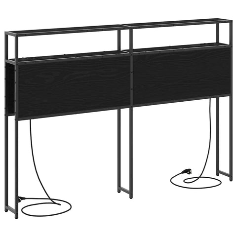 vidaXL Storage Headboard with Shelf Black oak 150 cm Engineered wood