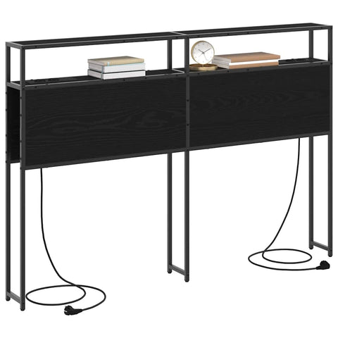 vidaXL Storage Headboard with Shelf Black oak 150 cm Engineered wood