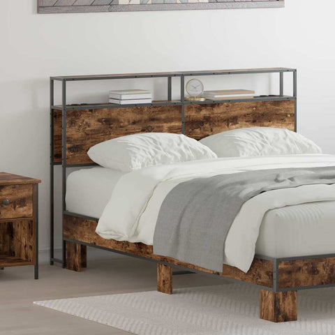 vidaXL Storage Headboard with Shelf Smoked oak 150 cm Engineered wood