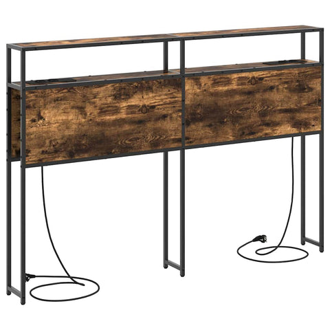 vidaXL Storage Headboard with Shelf Smoked oak 150 cm Engineered wood