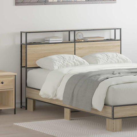 vidaXL Storage Headboard with Shelf Sonoma oak 160 cm Engineered wood