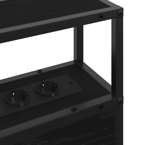 vidaXL Storage Headboard with Shelf Black oak 200 cm Engineered wood