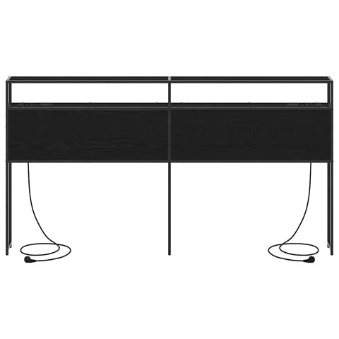 vidaXL Storage Headboard with Shelf Black oak 200 cm Engineered wood