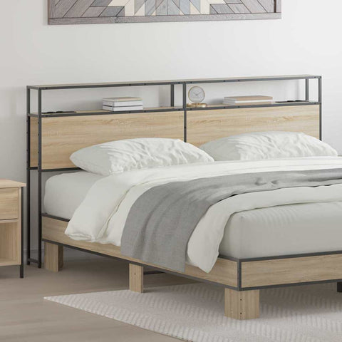 vidaXL Storage Headboard with Shelf Sonoma oak 200 cm Engineered wood