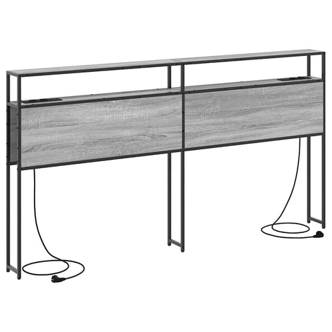 vidaXL Storage Headboard with Shelf Grey sonoma 200 cm Engineered wood