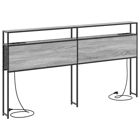 vidaXL Storage Headboard with Shelf Grey sonoma 200 cm Engineered wood