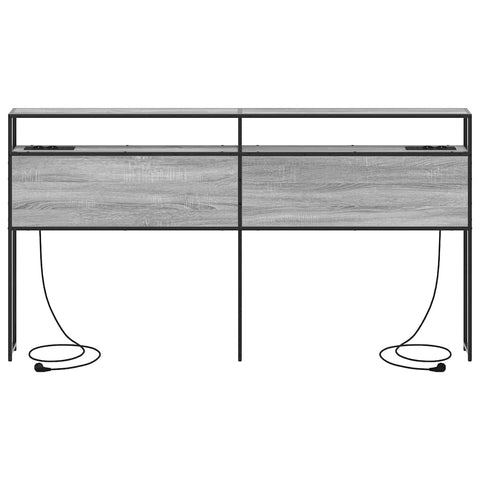 vidaXL Storage Headboard with Shelf Grey sonoma 200 cm Engineered wood