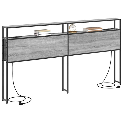 vidaXL Storage Headboard with Shelf Grey sonoma 200 cm Engineered wood