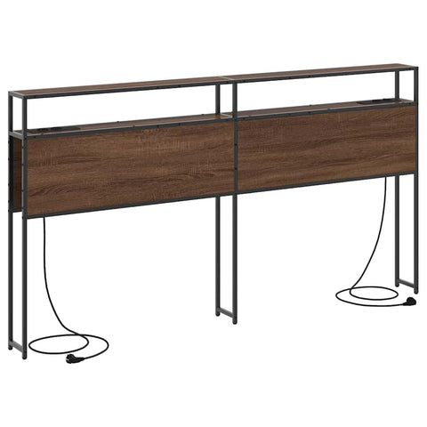 vidaXL Storage Headboard with Shelf Brown oak 200 cm Engineered wood