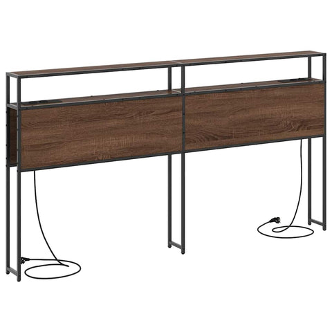 vidaXL Storage Headboard with Shelf Brown oak 200 cm Engineered wood