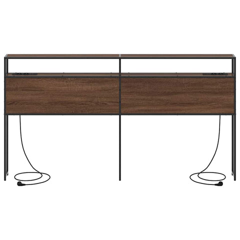 vidaXL Storage Headboard with Shelf Brown oak 200 cm Engineered wood