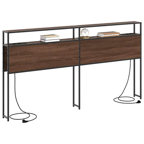 vidaXL Storage Headboard with Shelf Brown oak 200 cm Engineered wood