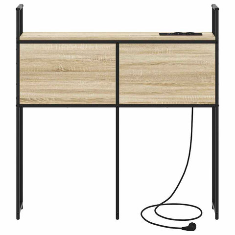 vidaXL Storage Headboard with Charging Station Sonoma oak 80 cm