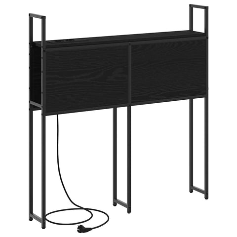 vidaXL Storage Headboard with Charging Station Black oak 90 cm