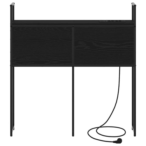vidaXL Storage Headboard with Charging Station Black oak 90 cm