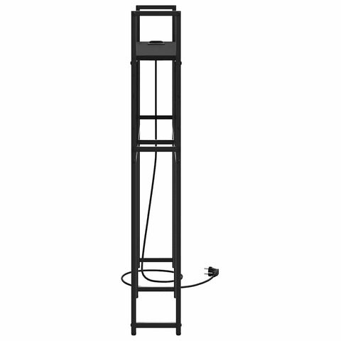 vidaXL Storage Headboard with Charging Station Black oak 90 cm