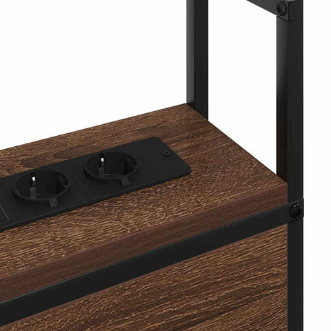 vidaXL Storage Headboard with Charging Station Brown oak 90 cm