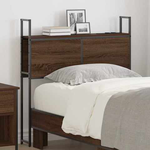 vidaXL Storage Headboard with Charging Station Brown oak 90 cm