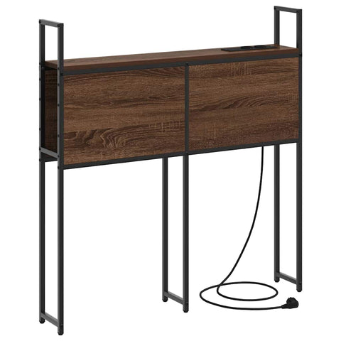 vidaXL Storage Headboard with Charging Station Brown oak 90 cm